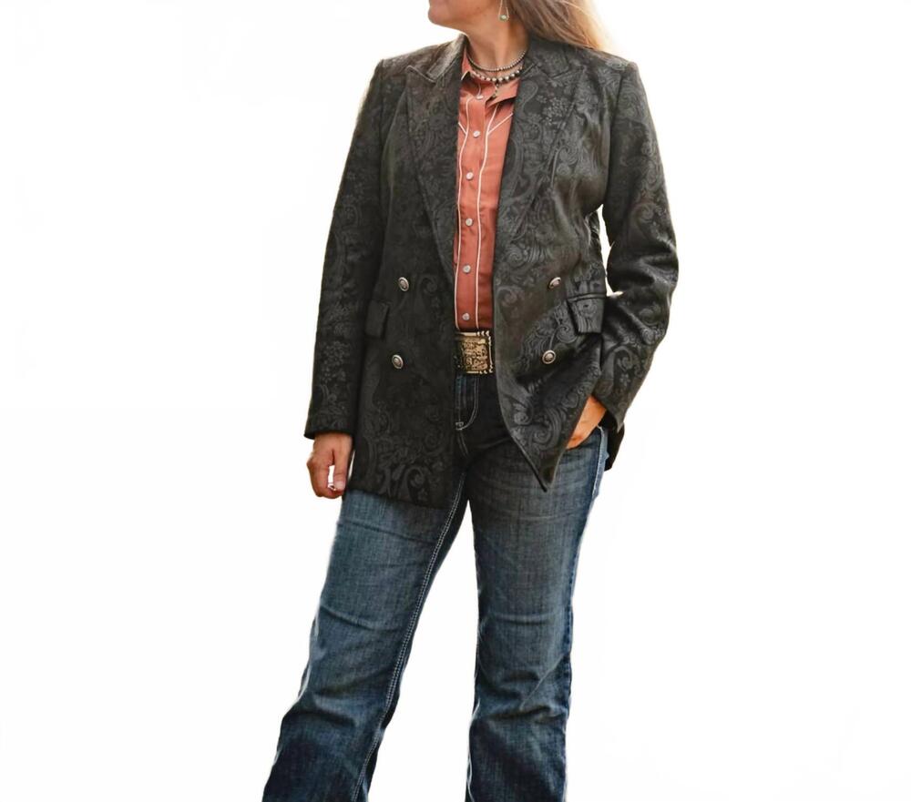 NEW LOVLEI silverado double-breasted ultra-suede blazer in black
